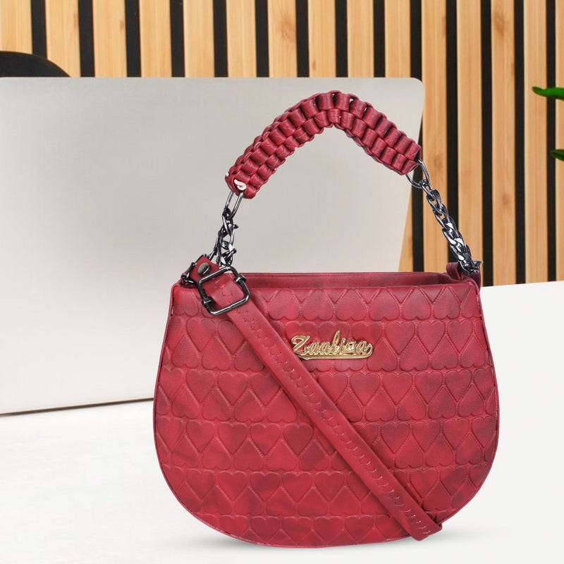 Osman Stylish Mahroon Heart Design Sling Bag for Girls - Image 1